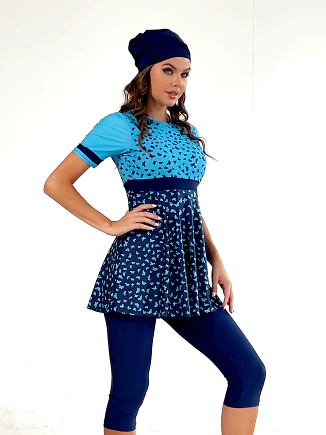 Modest Swimsuit for Women Elegant Short Sleeve Bukinis Surfing